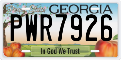 GA license plate PWR7926