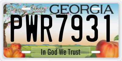 GA license plate PWR7931