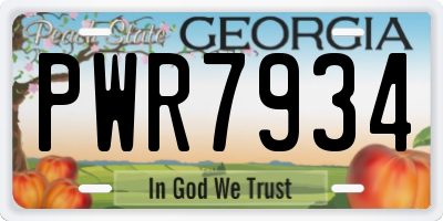 GA license plate PWR7934