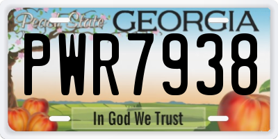 GA license plate PWR7938