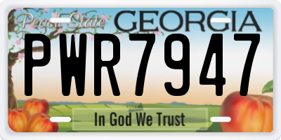 GA license plate PWR7947