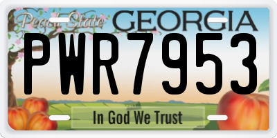GA license plate PWR7953