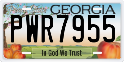 GA license plate PWR7955