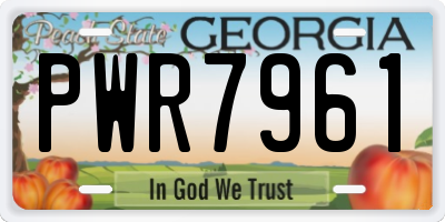GA license plate PWR7961