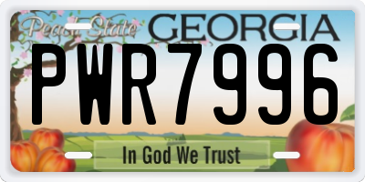 GA license plate PWR7996