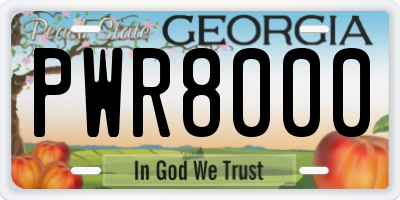 GA license plate PWR8000