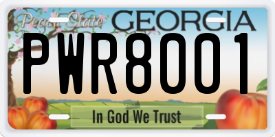 GA license plate PWR8001