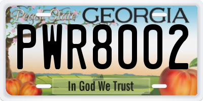 GA license plate PWR8002