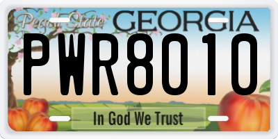 GA license plate PWR8010