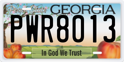 GA license plate PWR8013