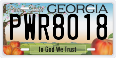 GA license plate PWR8018