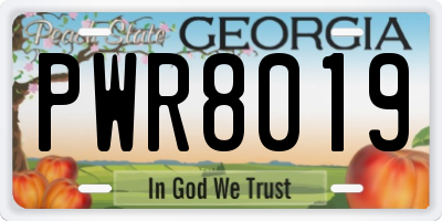 GA license plate PWR8019