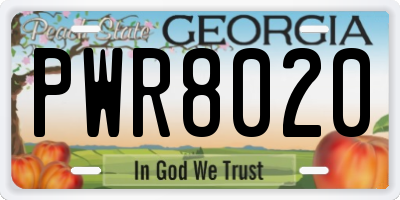 GA license plate PWR8020