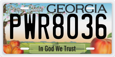 GA license plate PWR8036
