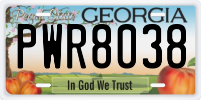 GA license plate PWR8038