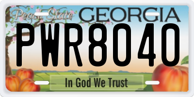 GA license plate PWR8040