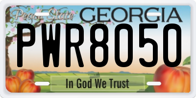 GA license plate PWR8050