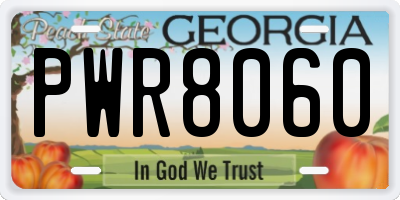 GA license plate PWR8060