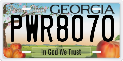 GA license plate PWR8070