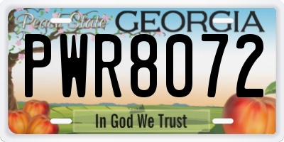 GA license plate PWR8072