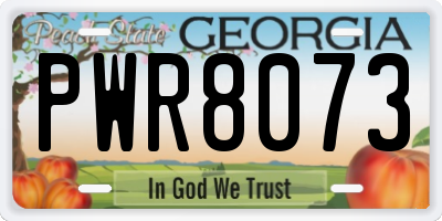 GA license plate PWR8073
