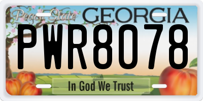 GA license plate PWR8078