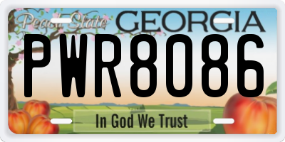 GA license plate PWR8086