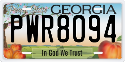GA license plate PWR8094