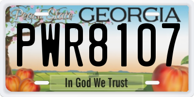 GA license plate PWR8107