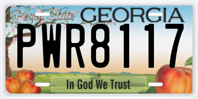 GA license plate PWR8117