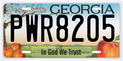 GA license plate PWR8205