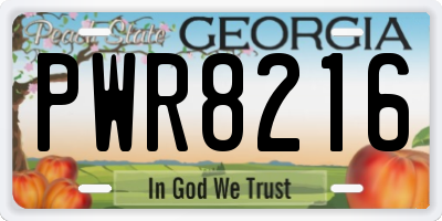 GA license plate PWR8216