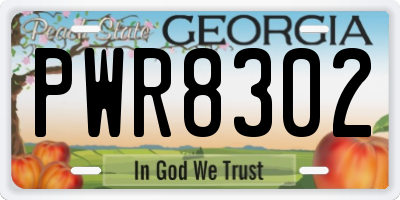 GA license plate PWR8302