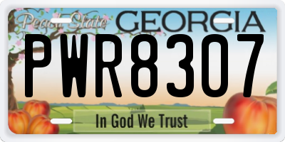 GA license plate PWR8307