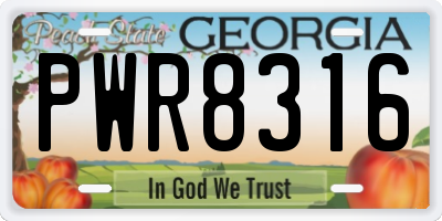 GA license plate PWR8316