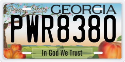 GA license plate PWR8380
