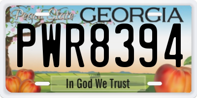 GA license plate PWR8394