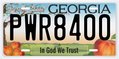 GA license plate PWR8400