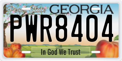 GA license plate PWR8404