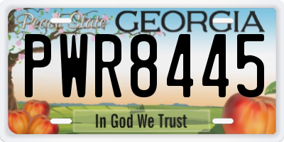 GA license plate PWR8445