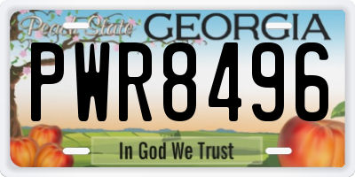 GA license plate PWR8496