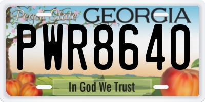GA license plate PWR8640