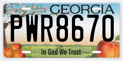 GA license plate PWR8670