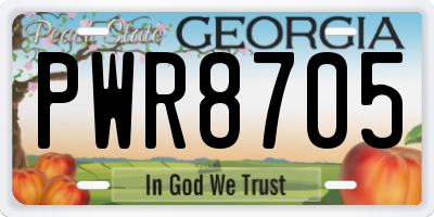 GA license plate PWR8705