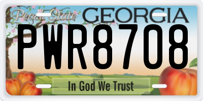 GA license plate PWR8708