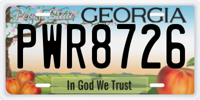 GA license plate PWR8726