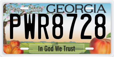 GA license plate PWR8728
