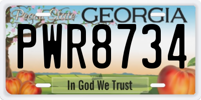 GA license plate PWR8734