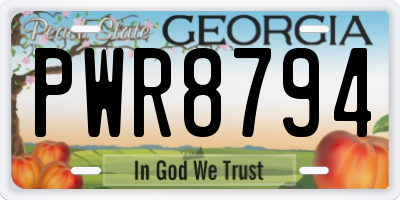 GA license plate PWR8794