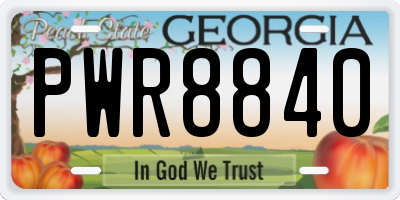 GA license plate PWR8840